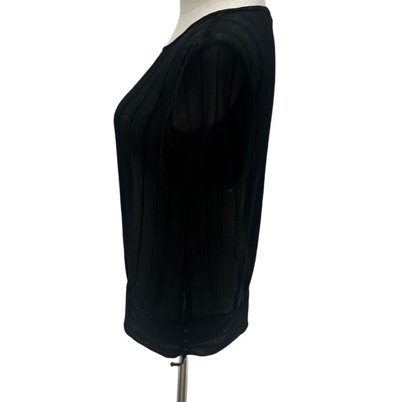 Banana Republic Black Sheer Striped Scoop Neck Short Sleeve Top- XS - Picture 3 of 8